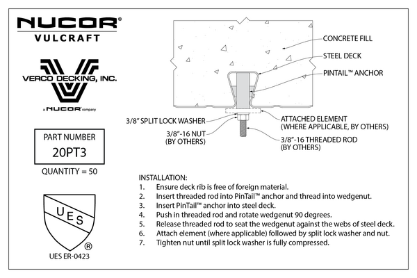 SNX20PT3.2-C 20PT3 PinTail™ Anchor